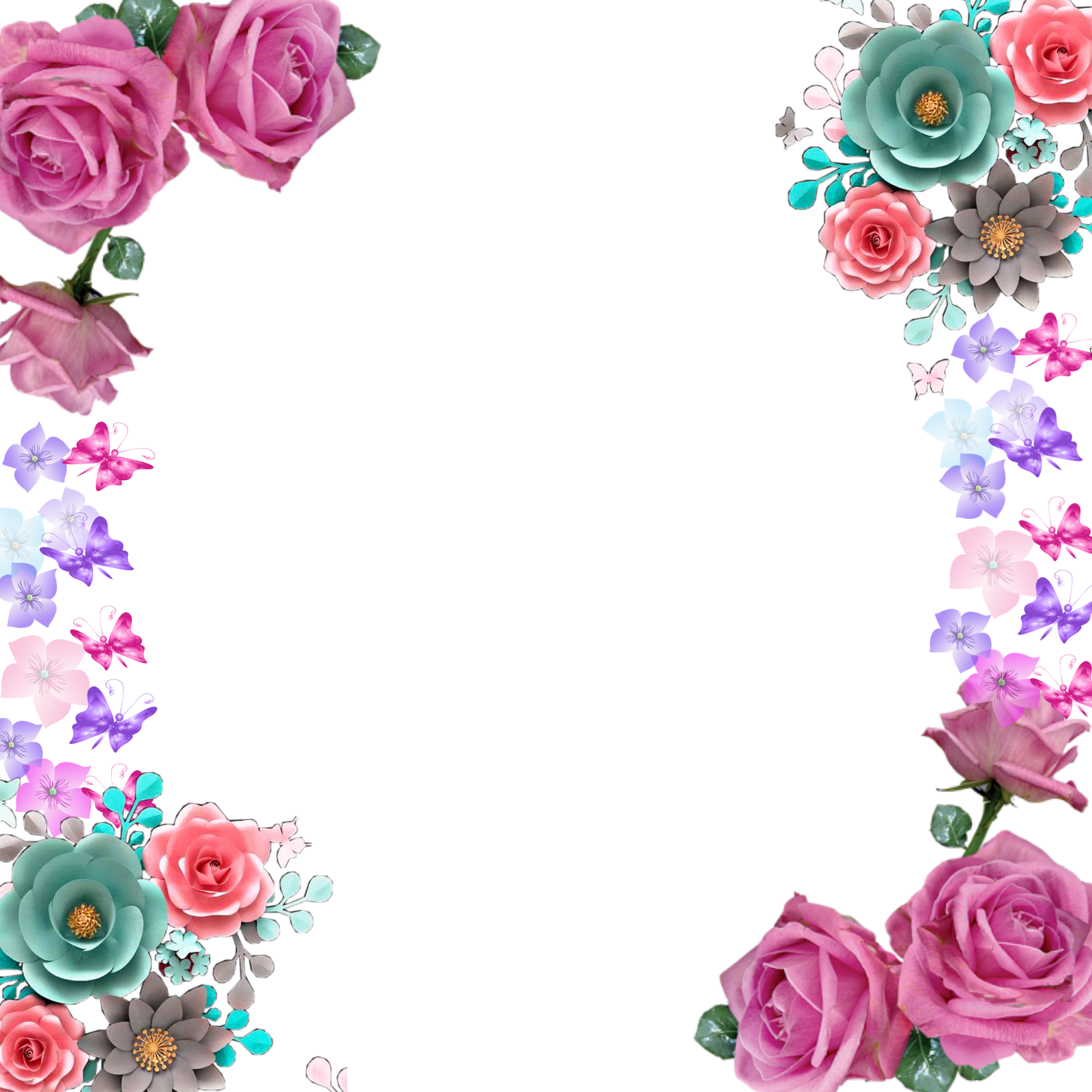 mariposas marco flores rosas sticker by @karencastillo935