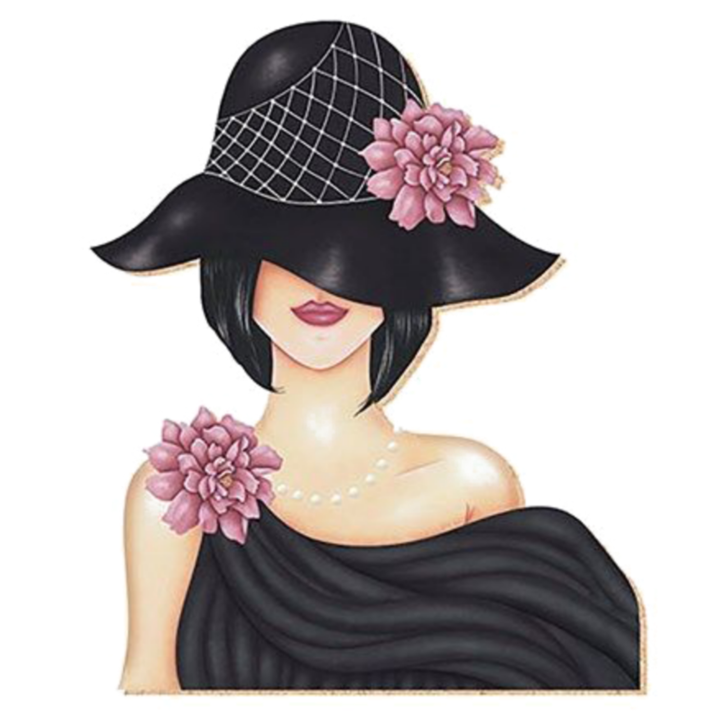 This visual is about ftestickers watercolor illustration woman hat freetoed...