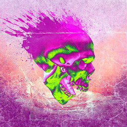 originalart skull abstract splashpaint pink freetoedit