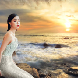freetoedit mermaid sunset sea ocean