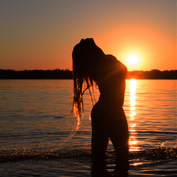 freetoedit sunset hair water lake