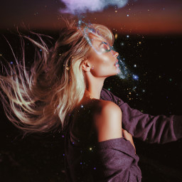 dream dreamy woman baclgrounds heypicsart galaxy stars cloud hair freetoedit