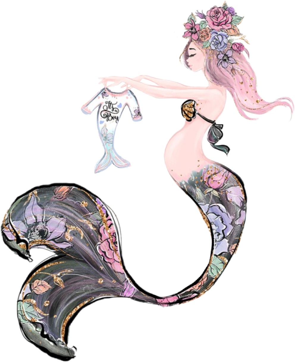 Watercolor Mermaid Expecting Sticker By Stephaniejordan53