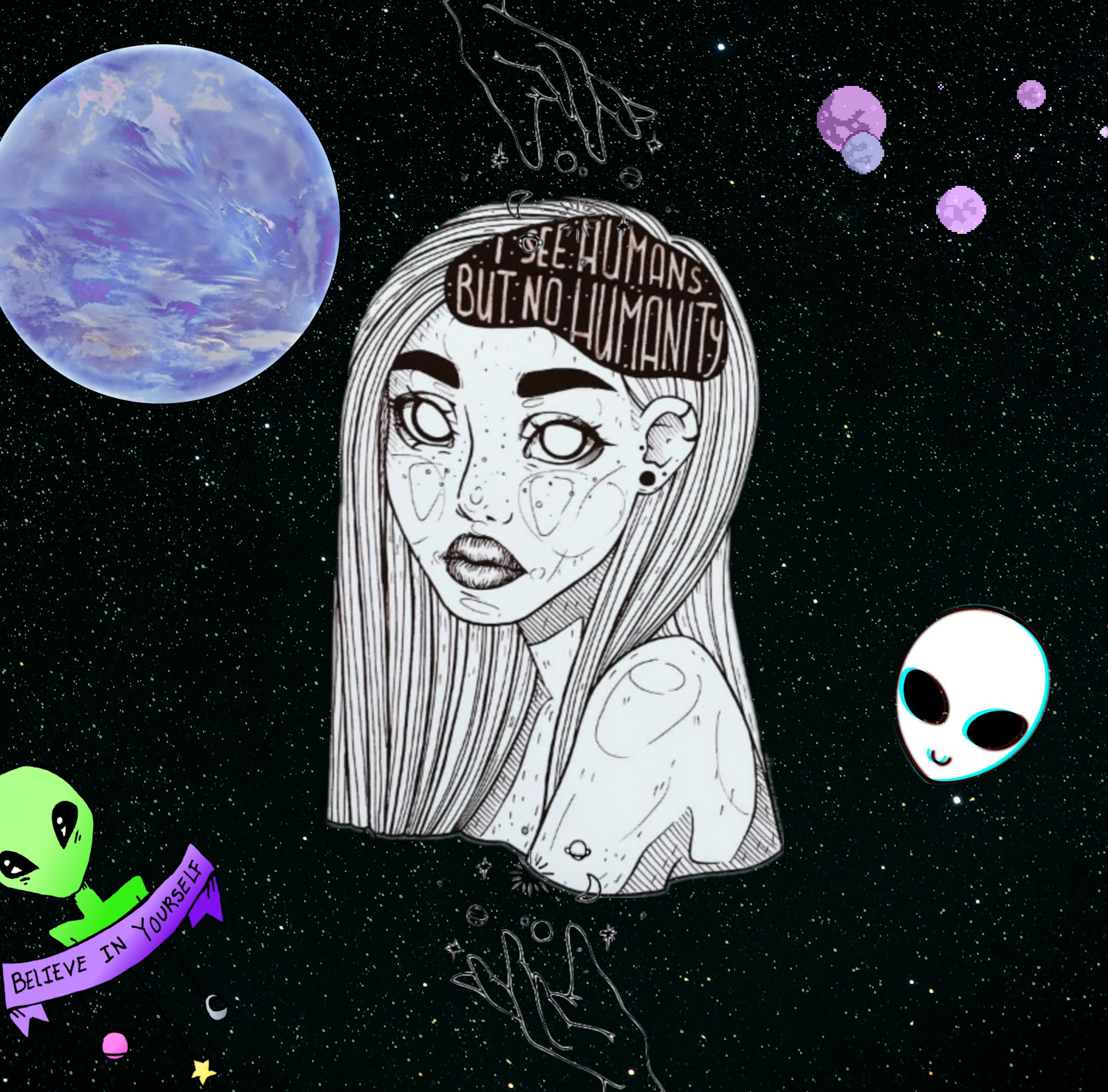 Aesthetic Cute Aesthetic Space Girl Drawing - Largest Wallpaper Portal