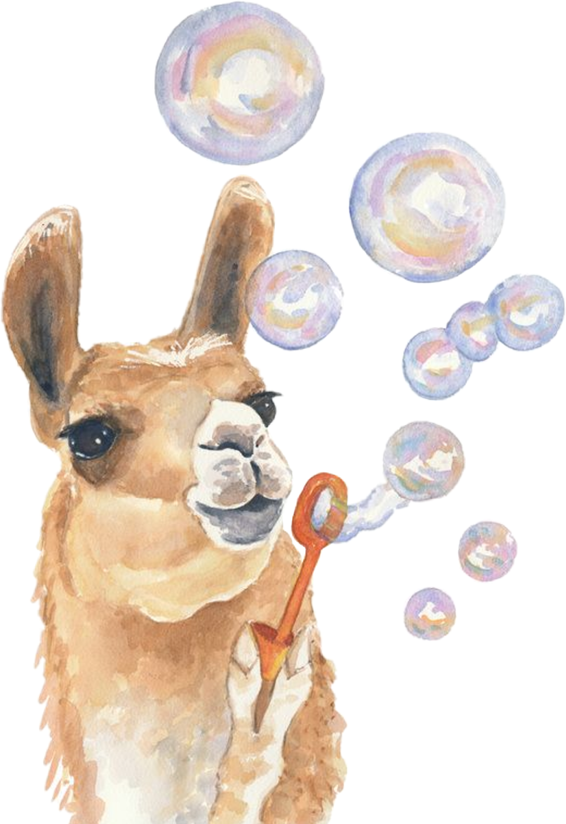 watercolor alpaca llama bubbles blowing babyanimals ani...