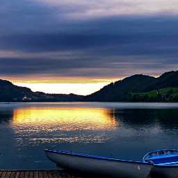 sunset lake idyllic