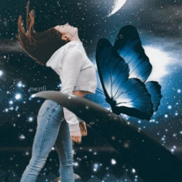 freetoedit buterfly girl night moon ircinmotion