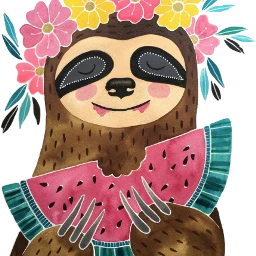 sloth watermelon colorful flowers painting scsloth freetoedit