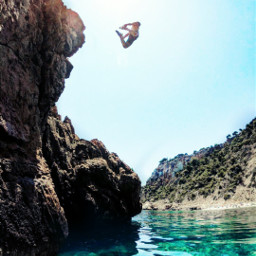 freetoedit jumping enjoytoday cliffjumping cliff