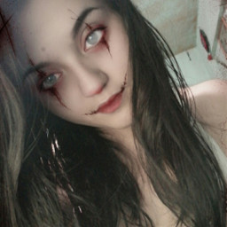 freetoedit maquillaje halloween sangre girl scary