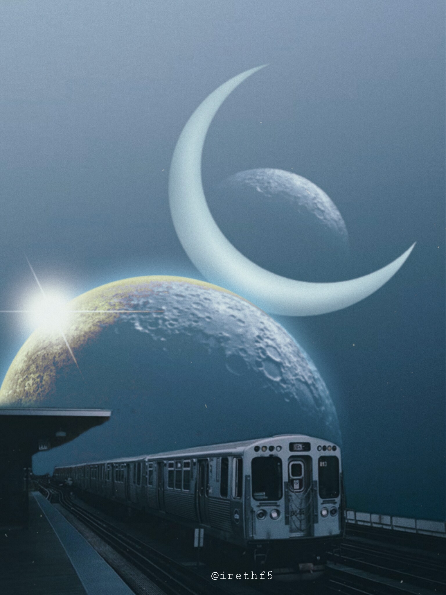 freetoedit train moon planet surreal @irethf5...