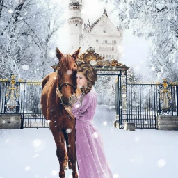 freetoedit romantic castle lady horse ircinthesnow