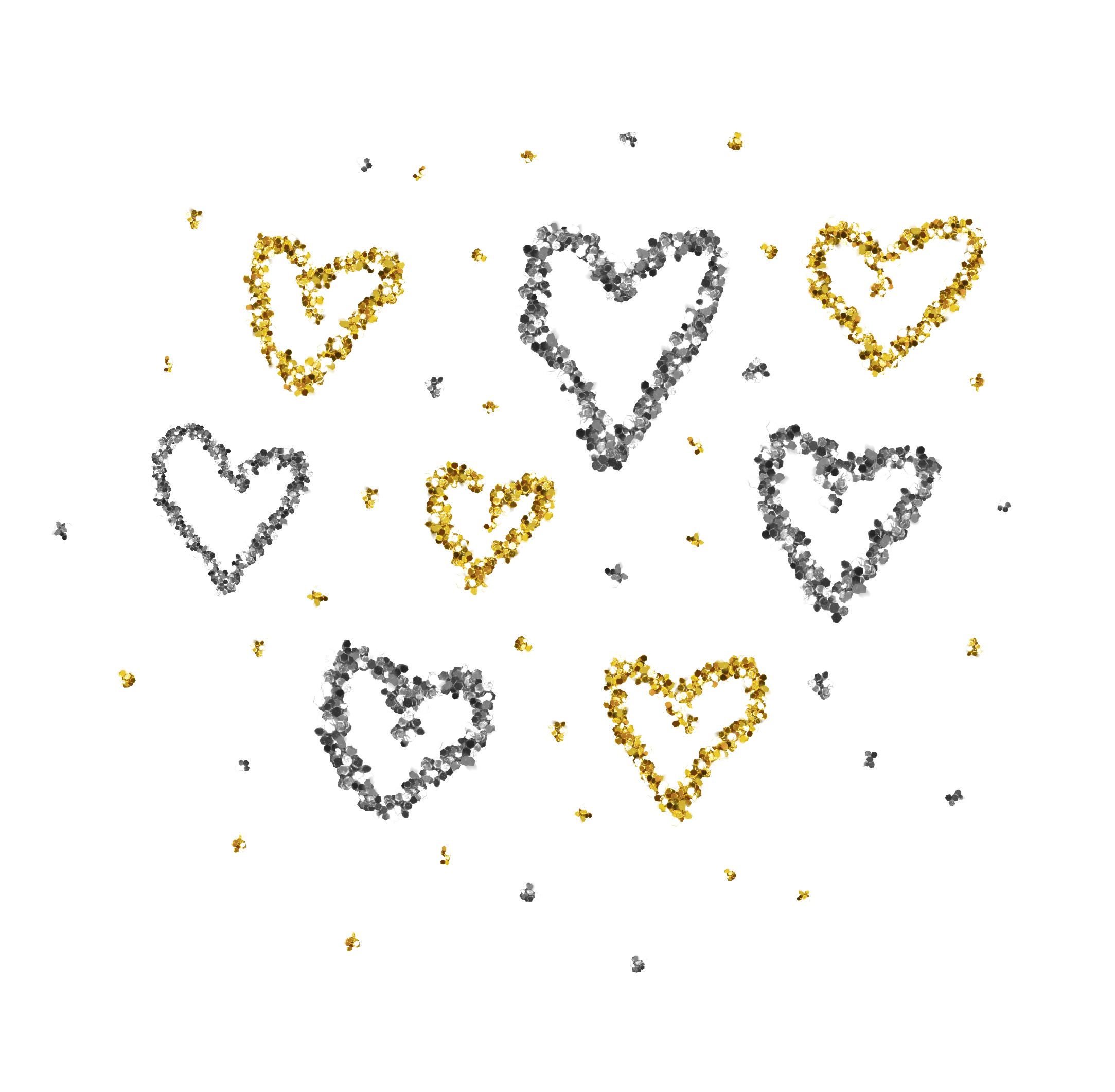 hearts confetti silverandgold silver sticker by nikiminja