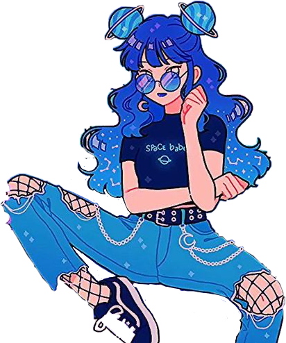 blue girl space aesthetic sticker by @caesiej0s1qwpwdsetsa