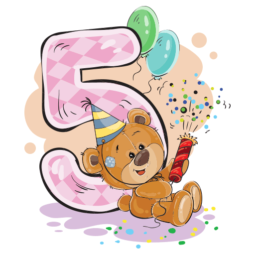 birthdaynumber 5 five party sticker by @arose_sg