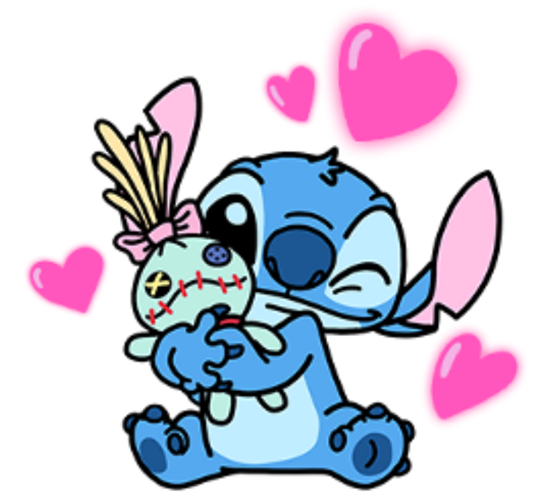 stitch love heart neon hug sticker by @nekogirl_meow