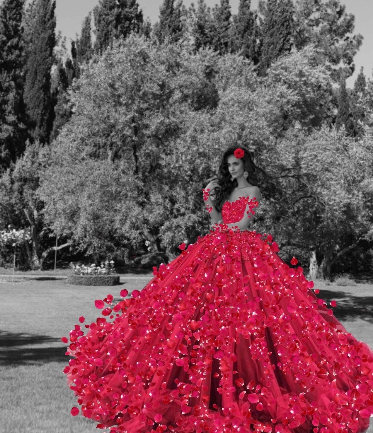 rose petal gown