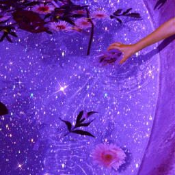 freetoedit purple color purpleaesthetic beautiful water flowers sparkles glittery sparkle glitter kirakira hands arms bath bathwater