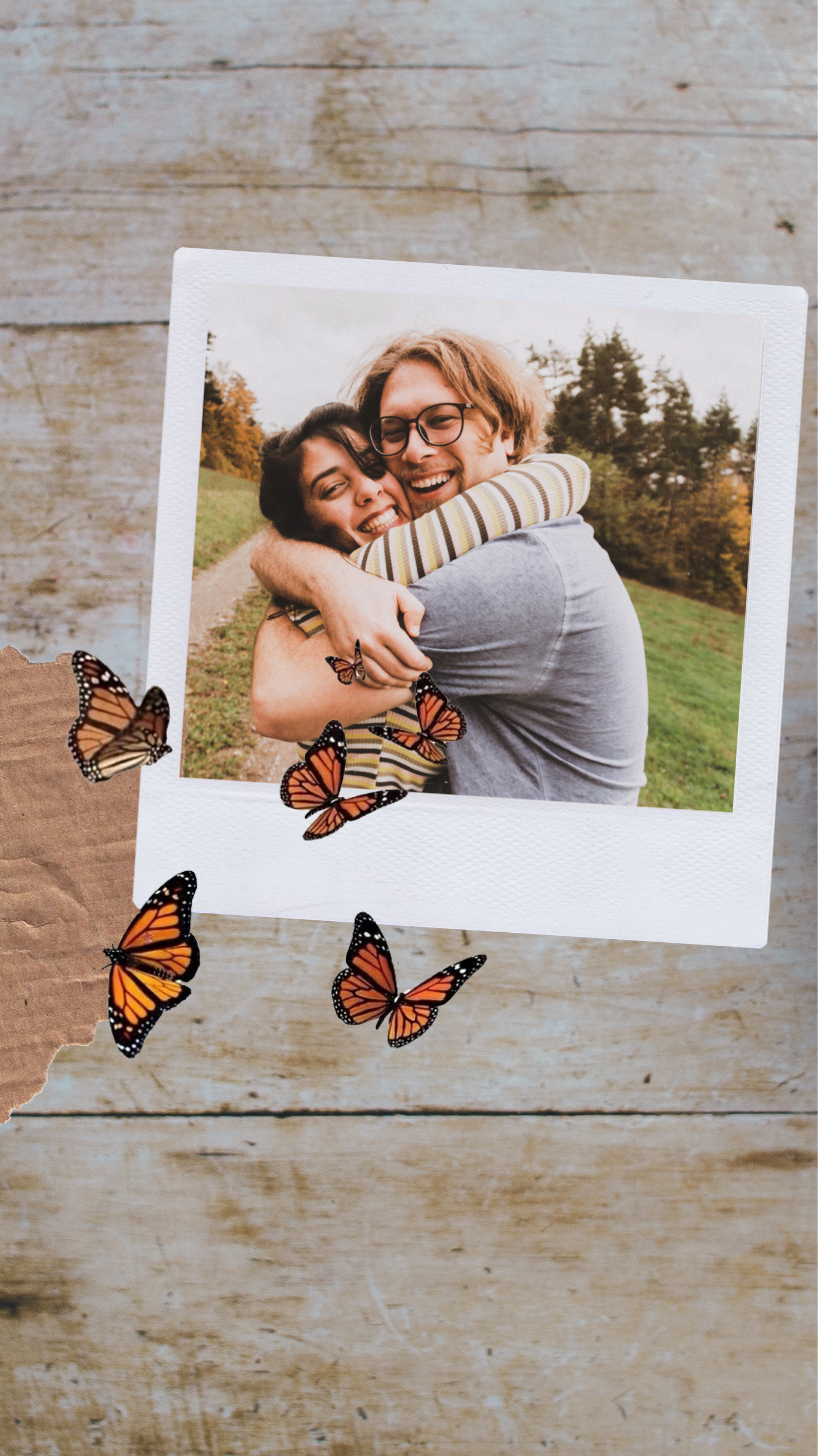 #freetoedit #unsplash #couple #happy #spring #love #polaroid #butterflies 
