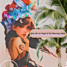 freetoedit fccreatefromhome createfromhome stayinspired angel angelofthemorning girl local heypicsart woman palmtree headdress k hair baby