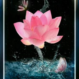 freetoedit flower pinkandblack butterfly artwork water srcsplash splash