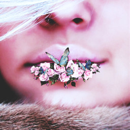 remixed flower butterfly nature fashion freetoedit