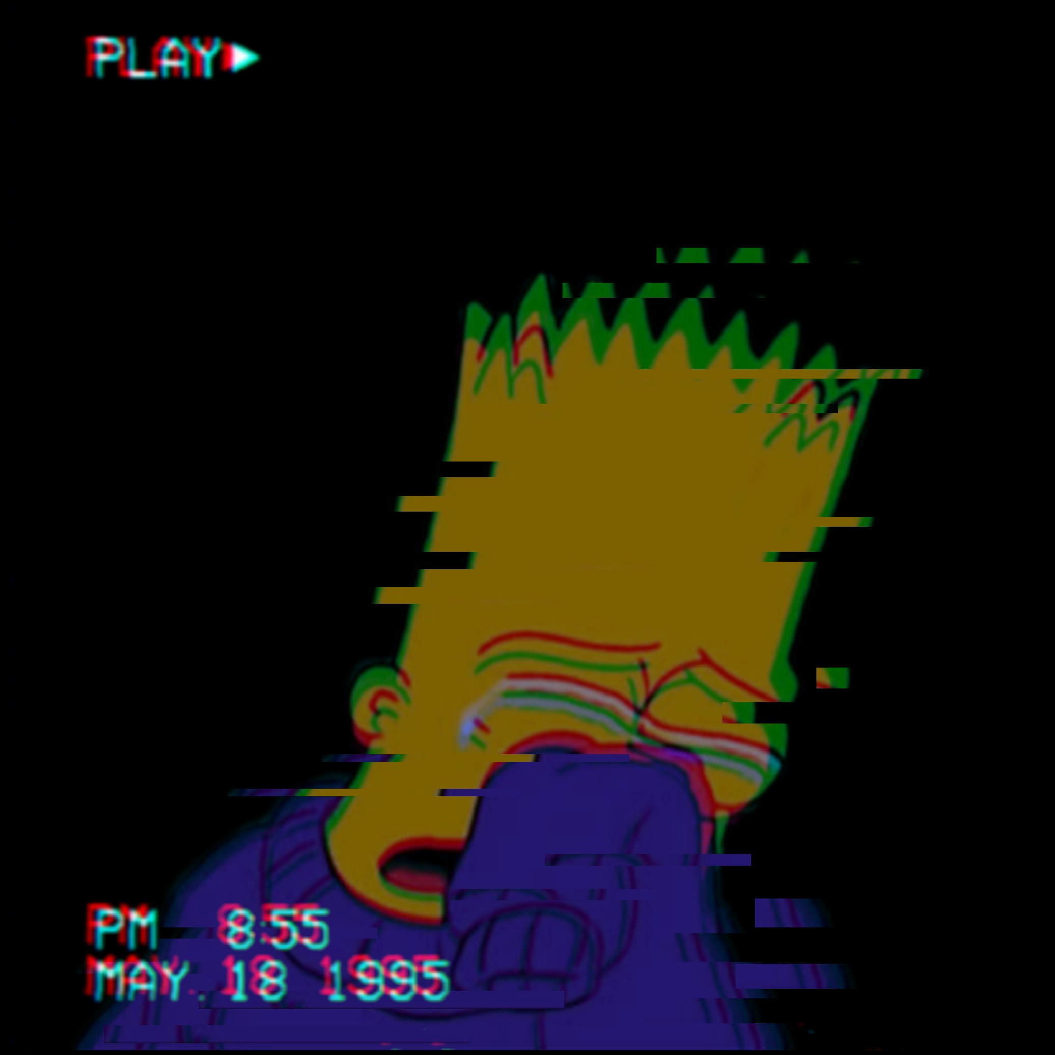 freetoedit simpsons sad glitch vhs image by @quickcharge69