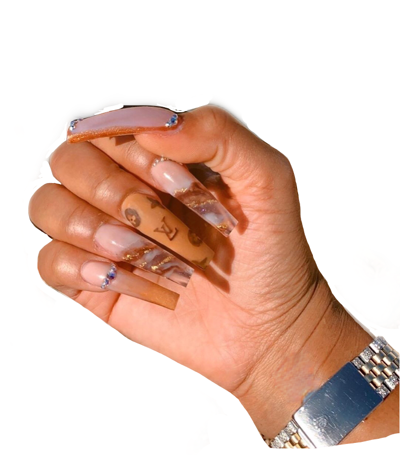 brown nails nail longnails extra sticker by glossyyy_ting