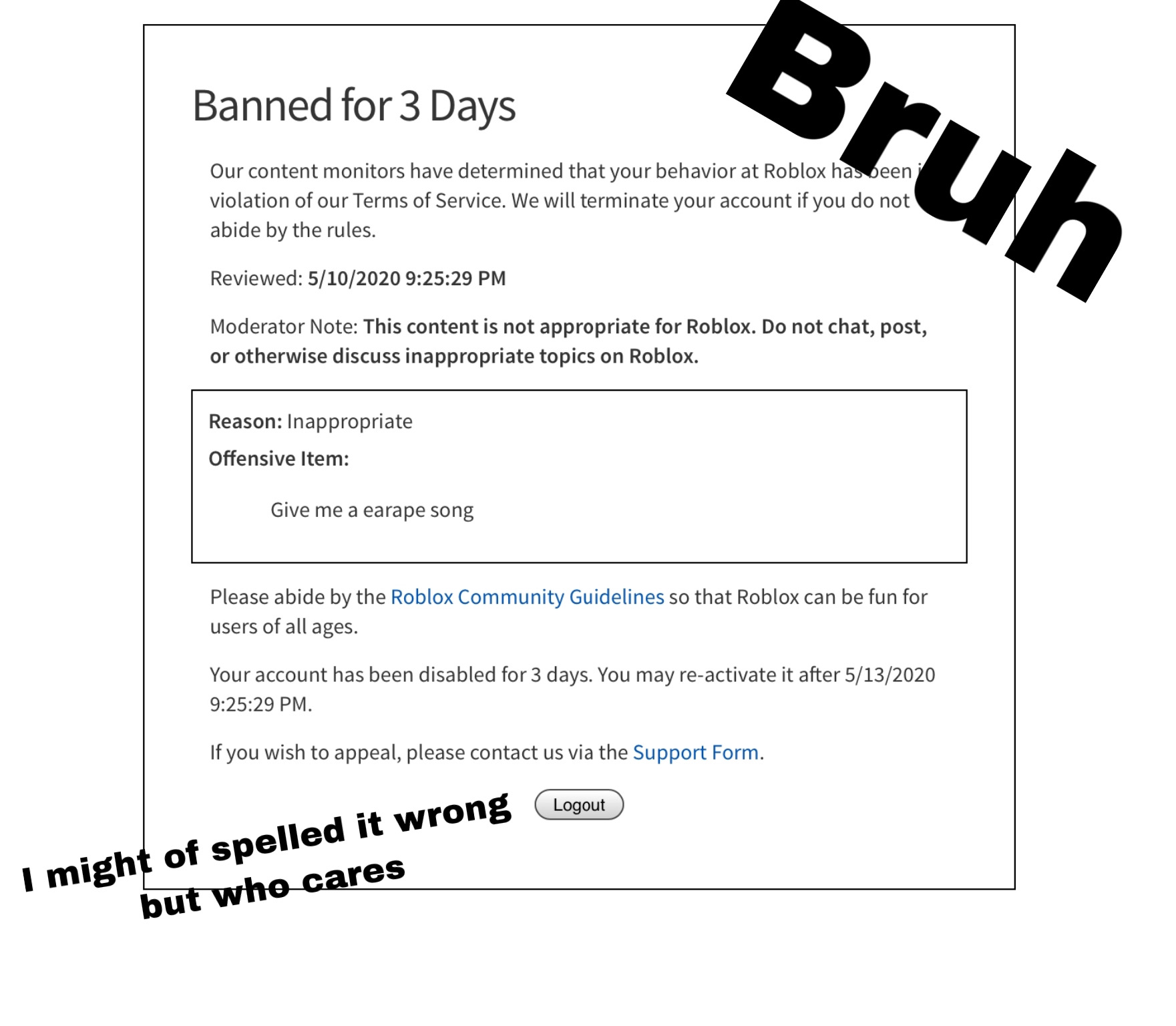 Banned Dumb Roblox Image By Nolybird - roblox stupid ban youtube