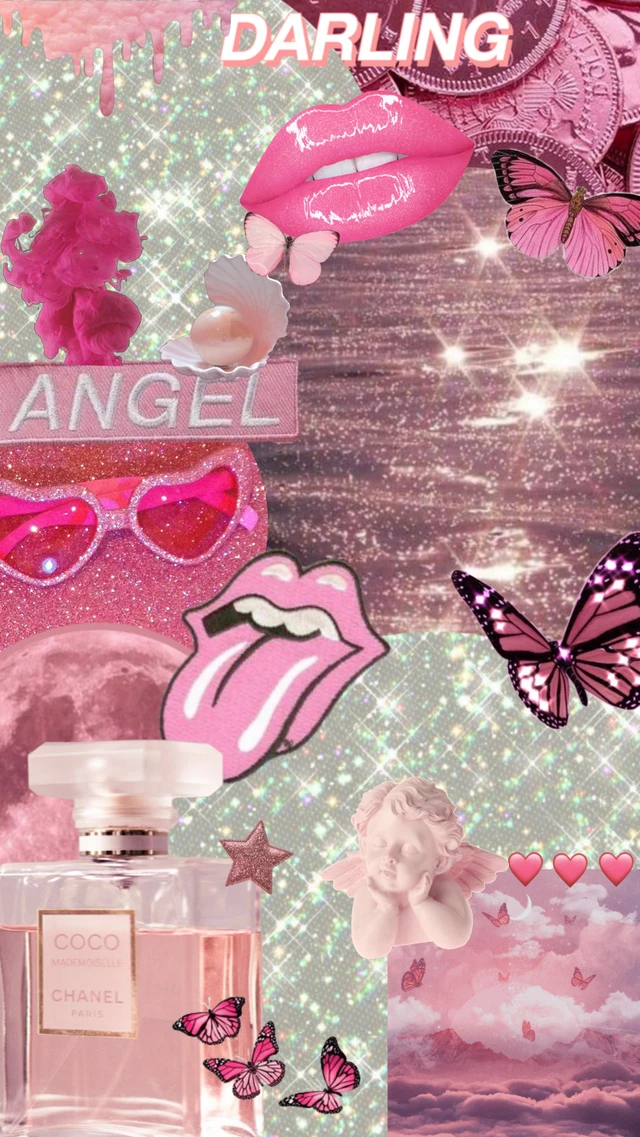 Collage Pink Glitter Butterfly Image By Buttercup Collage Pink Glitter Butterfly Image By Buttercup