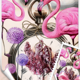 freetoedit lilac flamingo vintage postcard irclilacinmyhand