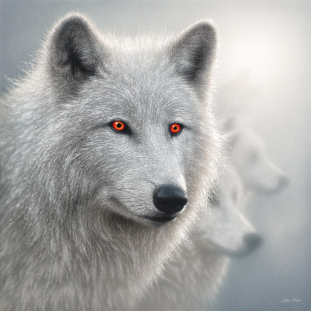 White Wolf With Red Eyes
