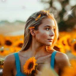freetoedit girl sunflower sunset