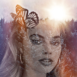 freetoedit girl forest butterfly