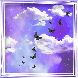 sky galaxy butterflies clouds purple freetoedit