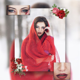 woman blur red vintage rose freetoedit