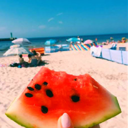 freetoedit sea ocean summer sun beach fyp watermelon sand xialuna