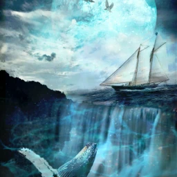 freetoedit water whale ship moon boat waves ecintothewater intothewater