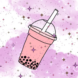 boba pink tea stars freetoedit