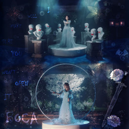 dreamcatcher kpop gahyeon dami yoohyeon handong siyeon sua jiu aesthetic blue sword words boca sea bubbles flowers statues music