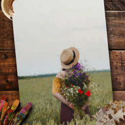 freetoedit поле девушка шляпа коричневый рисунок ircinthefield inthefield