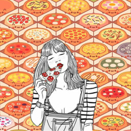 freetoedit pizza pizzaislife girl anime imagination image