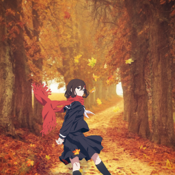 anime girl autumn fall freetoedit
