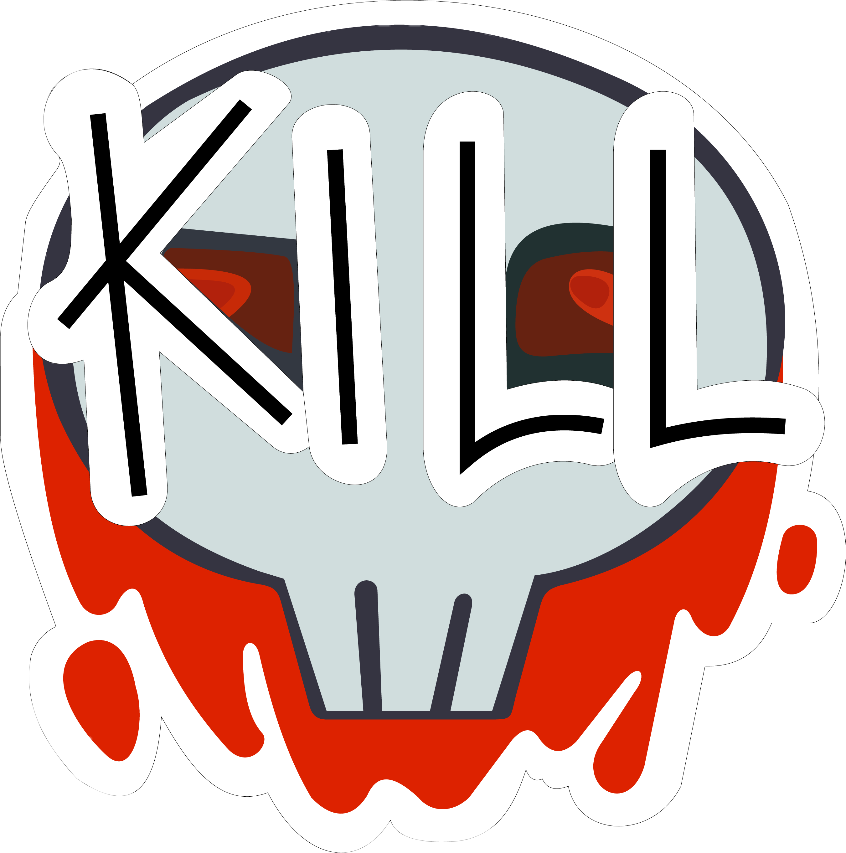 killbutton amongus imposter sticker by @walnutskate.
