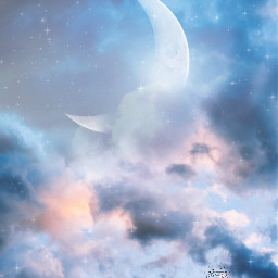 freetoedit moon blue clouds