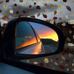 atumn atumnleaves car sunset sun mirror srcautumnleaves autumnleaves freetoedit