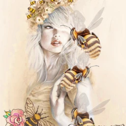 freetoedit savethebees bees womanportrait yellow srcbethequeenbee