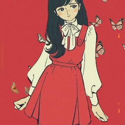 cute anime red redanime wallpaper girl freetoedit