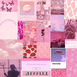 pink baddie aesthetic room glitter cow strawberry grid butterfly clouds netflix freetoedit