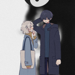 yinyan yinyang yingyang anime animecouple couple opposites cute kawaii freetoedit